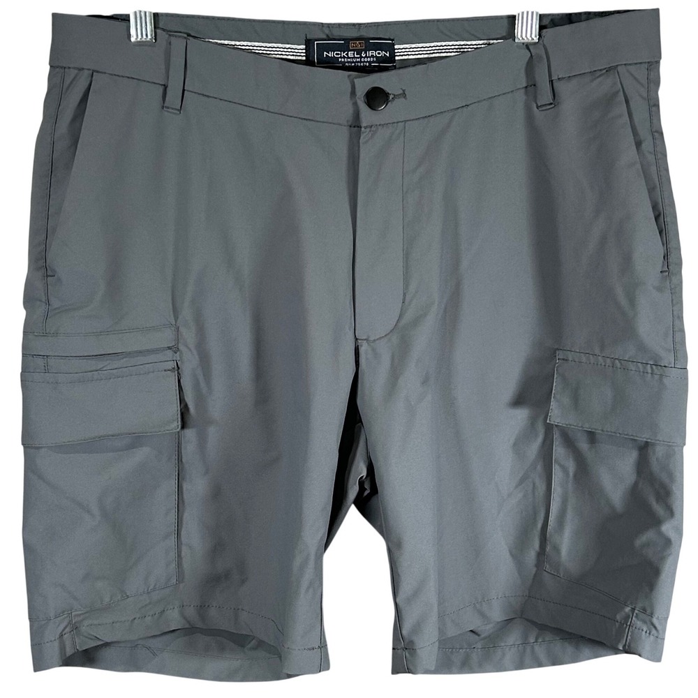 Nickel & Iron Mens Grey Cargo Shorts Tech Utility Outdoor RN 75670 Size 35